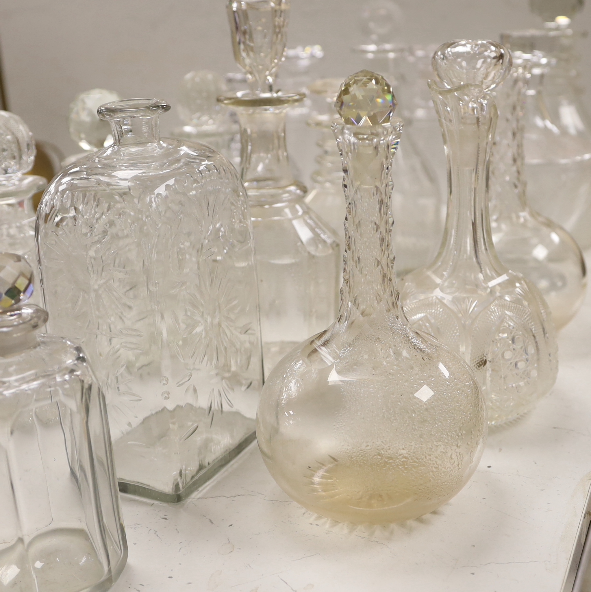 A collection of cut glass decanters (16)